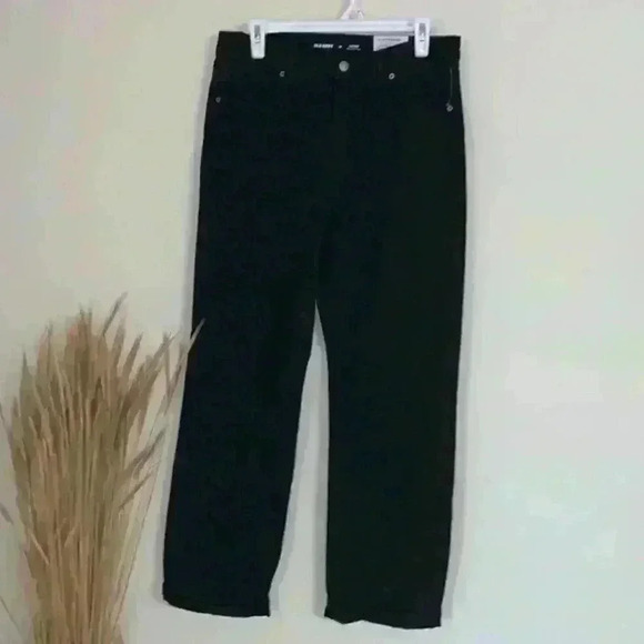 Old Navy Extra High-Waisted Sky-Hi Straight Black Jeans for Women - Picture 2 of 13